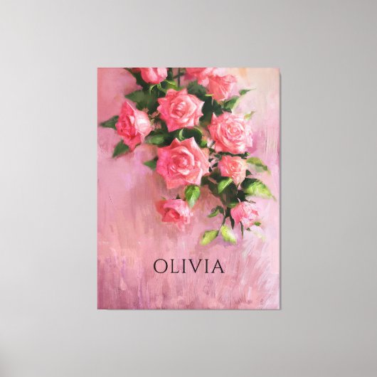 ピンクパーソナライズされた色の夢 キャンバスプリント (正面)