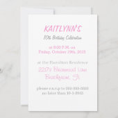 ピンクパーソナライズされた色の星の体操 招待状 (裏面)