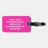 ピンクパーソナライズされた色の白の無効ハンディキャップ記号 ラゲッジタグ (裏面横)