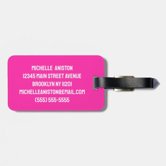 ピンクパーソナライズされた色の白の無効ハンディキャップ記号 ラゲッジタグ (裏面横)