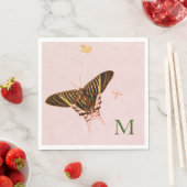 ピンクパーソナライズされた色の紙ナプキン蝶 スタンダードランチョンナプキン (インサイチュ)