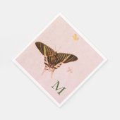 ピンクパーソナライズされた色の紙ナプキン蝶 スタンダードランチョンナプキン (角)