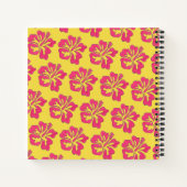ピンクパーソナライズされた色の黄色いハイビスカスの花の熱帯性 ノートブック (裏面)