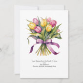ピンクパーソナライズされた色の黄色のチューリップ花イースター シーズンカード (正面)