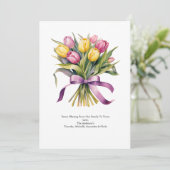 ピンクパーソナライズされた色の黄色のチューリップ花イースター シーズンカード (スタンド正面)