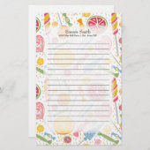 ピンクパーソナライズされた色の黄色の緑のキャンディ 便箋 (正面/裏面)