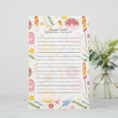 ピンクパーソナライズされた色の黄色の緑のキャンディ 便箋 (スタンド正面)