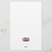 ピンクパーソナライズされた薄紫フラワー文具紙 便箋 (裏面)