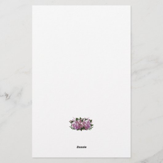 ピンクパーソナライズされた薄紫フラワー文具紙 便箋 (裏面)