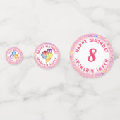ピンクパーソナライズされた誕生日フォトディスク水色 コンフェッティ (裏面)