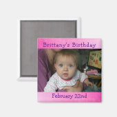 ピンクパーソナライズされた誕生日リマインダー磁石 マグネット (正面/裏面)