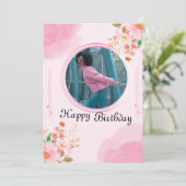 ピンクパーソナライズされた誕生日招待状 招待状 (スタンド正面)