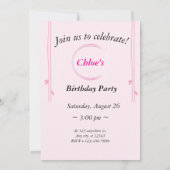 ピンクパーソナライズされた誕生日招待状 招待状 (裏面)