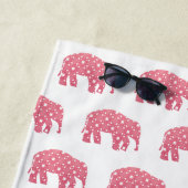 ピンクパーソナライズされた象 ビーチタオル (インサイチュ)