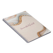 ピンクパーソナライズされた赤面アゲートゲード金ゴールドグリッター ノートブック (右側)