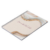 ピンクパーソナライズされた赤面アゲートゲード金ゴールドグリッター ノートブック (左側)