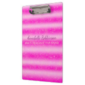 ピンクパーソナライズされた赤面グリッターストライプ クリップボード (左)