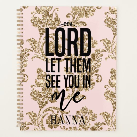 ピンクパーソナライズされた金ゴールドやる気を起こさせるプランナー プランナー手帳 (正面)