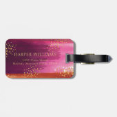 ピンクパーソナライズされた金ゴールドグリッターパイナップル ラゲッジタグ (裏面横)