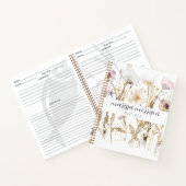 ピンクパーソナライズされた金ゴールドワイルドフラワースクリプト名 ノートブック (内部)