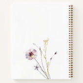 ピンクパーソナライズされた金ゴールドワイルドフラワースクリプト名 ノートブック (裏面)