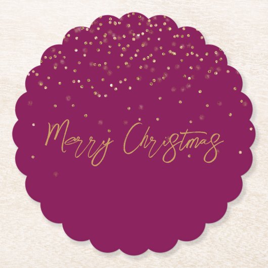 ピンクパーソナライズされた金ゴールド名グリッタースパークルドット ペーパーコースター (正面)