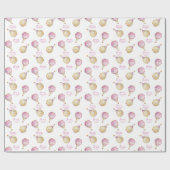 ピンクパーソナライズされた金ゴールド熱気球 ラッピングペーパー (フラット)