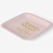 ピンクパーソナライズされた金ゴールド結婚ブライダルシャワー ペーパープレート (傾斜あり)