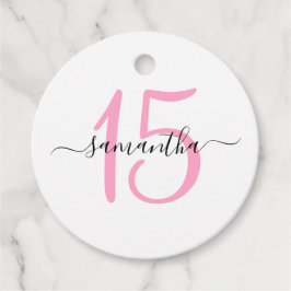 ピンクパーソナライズされた15誕生日 フェイバータグ