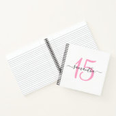 ピンクパーソナライズされた15th誕生日ゲストブック ノートブック (内部)