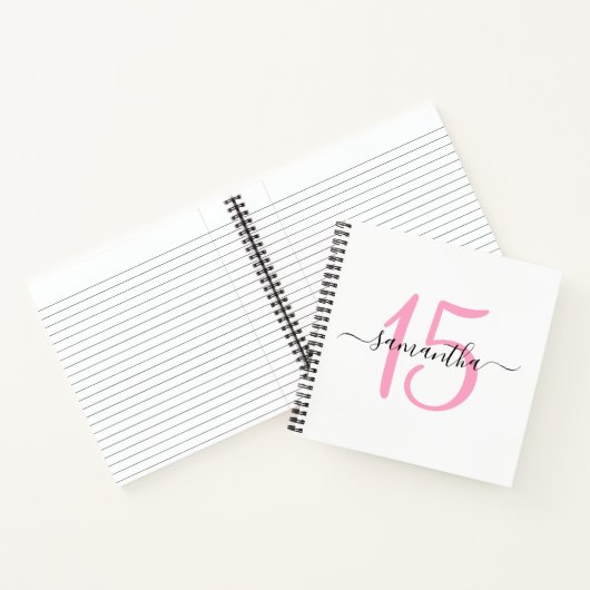 ピンクパーソナライズされた15th誕生日ゲストブック ノートブック (内部)