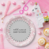 ピンクパーソナライズされた/グレーのベビーシャワーガール ペーパープレート (パーティー)