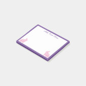 ピンクパーソナライズされた&パープルバニーラビット ポストイット (アングル)