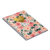 ピンクパーソナライズされた&ピーチフローラ ノートブック (右側)