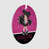 ピンクパーソナライズされた&ブラックチアリーティングオーナメント オーナメント (正面)