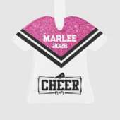 ピンクパーソナライズされた&ブラック応援ママオーナメント オーナメント (裏面)