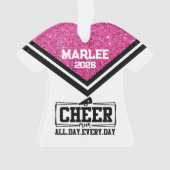 ピンクパーソナライズされた&ブラック応援ママオーナメント オーナメント (正面)