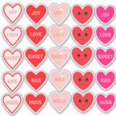 ピンクパーソナライズされた&レッドラブハート シール (正面)