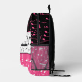 ピンクパーソナライズされた、白黒の音楽デザイン プリントバックパック (右)