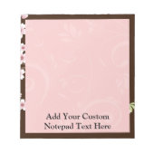 ピンクパーソナライズされた/茶色のドッグウッドの花 ノートパッド (正面)