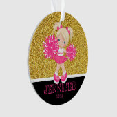 ピンクパーソナライズされた&金ゴールドチアリーティングオーナメント オーナメント (正面)