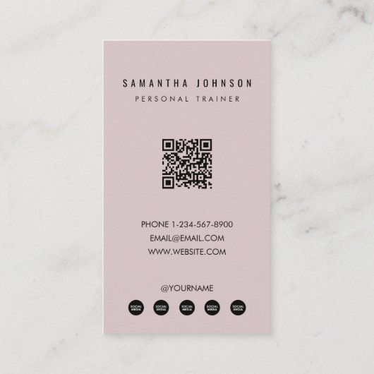 ピンクパーソナルガールトレーナーフィットネス写真QRコード 名刺 (裏面)