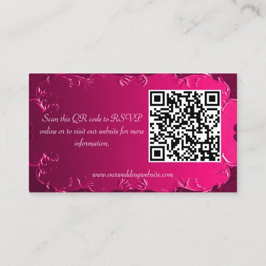 ピンクパーチメントはヴィンテージQR結婚のカードをスクロール エンクロージャーカード (裏面)