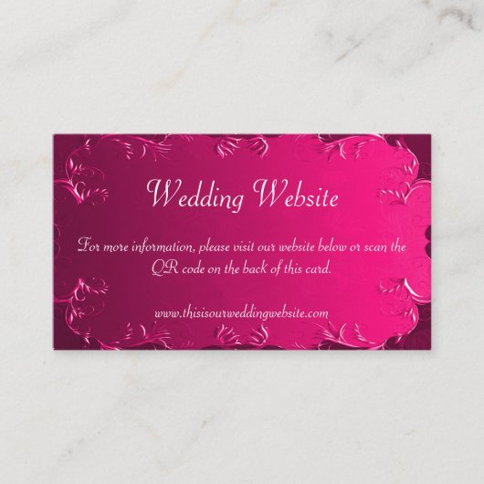 ピンクパーチメントはヴィンテージQR結婚のカードをスクロール エンクロージャーカード (正面)