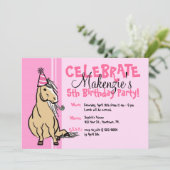 ピンクパーティポニーの女の子の誕生日 招待状 (スタンド正面)