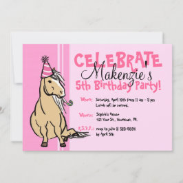ピンクパーティポニーの女の子の誕生日 招待状