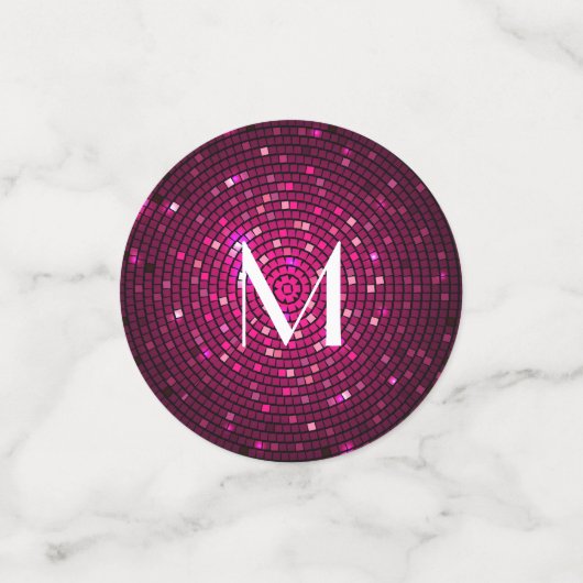 ピンクパーティーディスコモノグラムデザイン。 コンフェッティ (スモール正面)