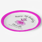 ピンクパーティードレス女の子9th誕生日パーティー ペーパープレート (アングル)