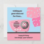 ピンクパーティーフラミンゴビーチハッピーバースデーフラットカード (裏面)