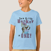 ピンクパーティーモンキー1st誕生日Tシャツとギフト Tシャツ (正面)